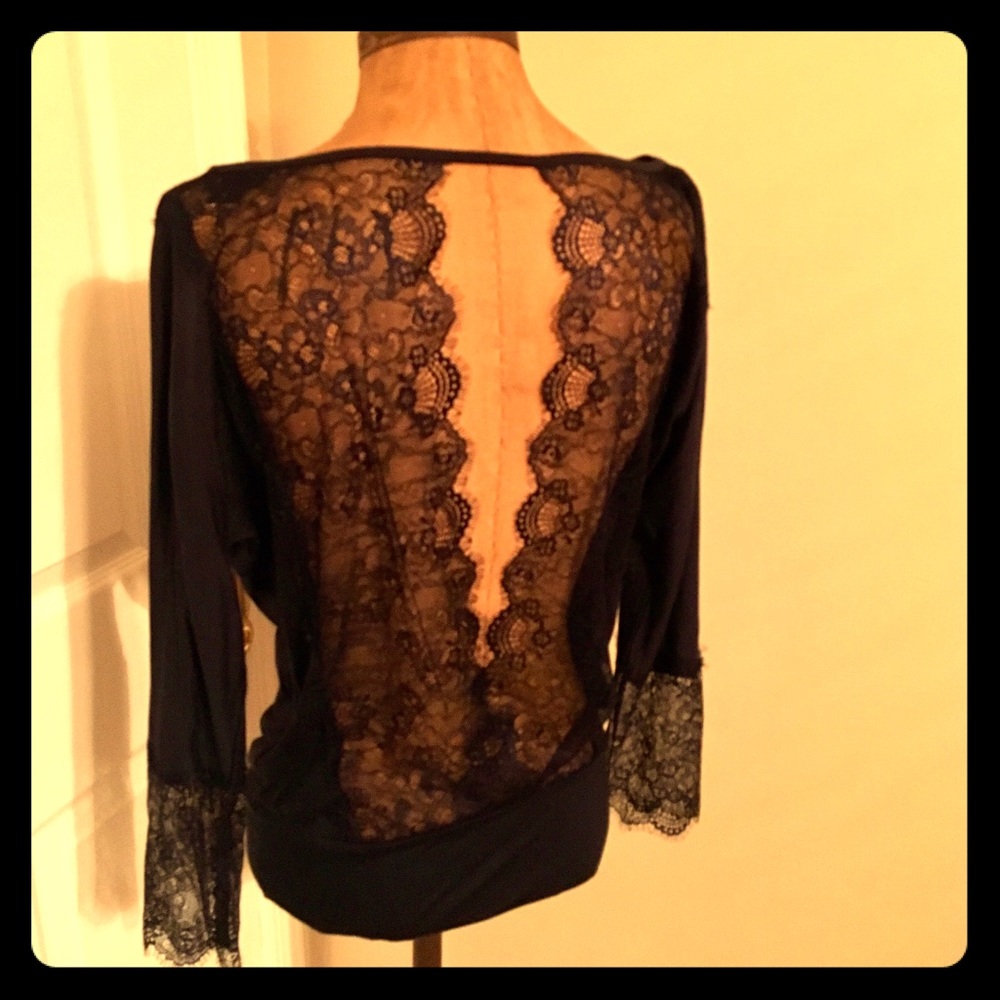 Anthropologie Deletta Knit Lace Top